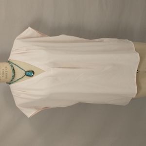 Pastel Blush Pale Pink Summer Blouse Sleeveless Top Deep V Classy Versatile XL